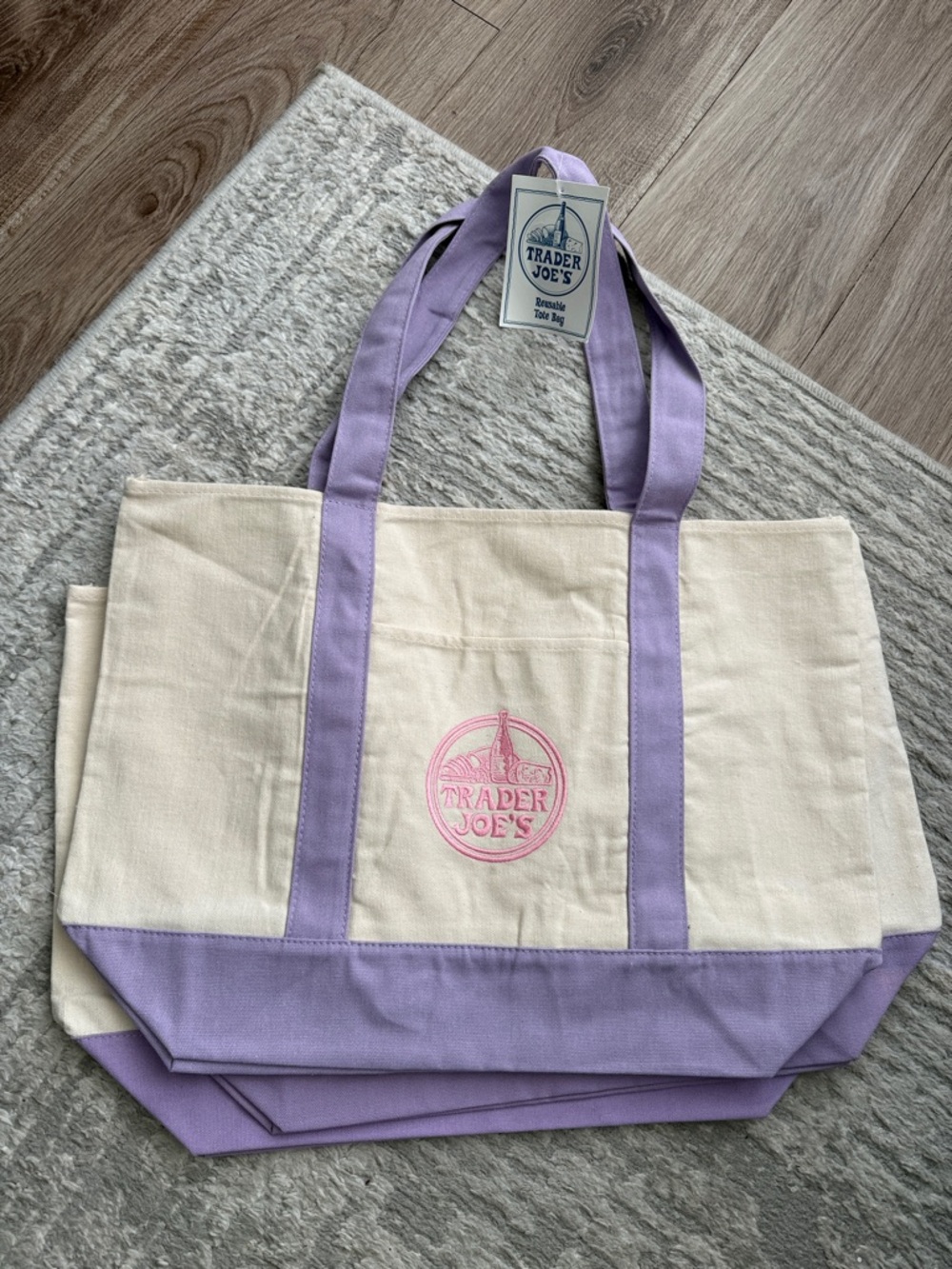 NWT LE Trader Joe’s Large Purple Tote Bag